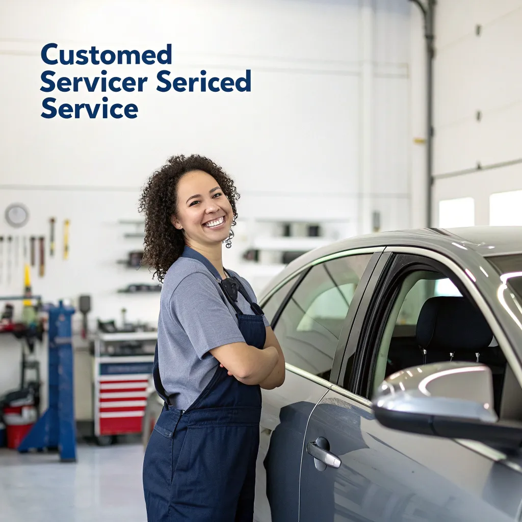 Satisfied customer smiling beside their serviced car